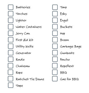 An image of a checklist of supplies for extreme weather
