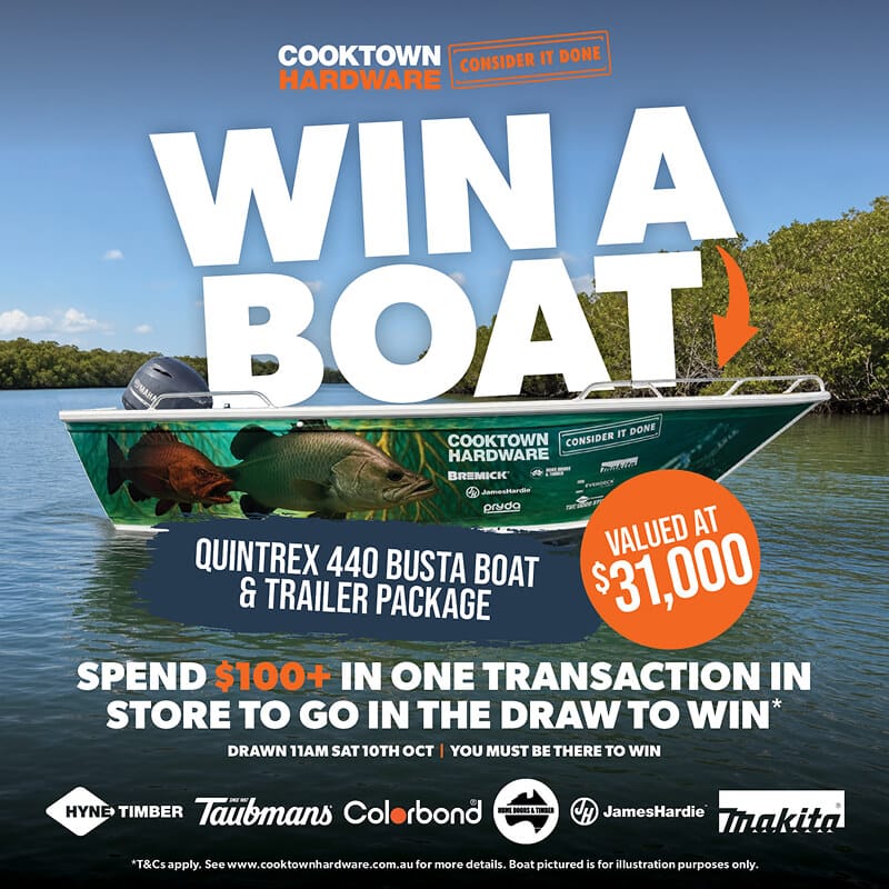 Win a boat valued at $31,000. Spend $100+ in one transaction in store to go in the draw to win.